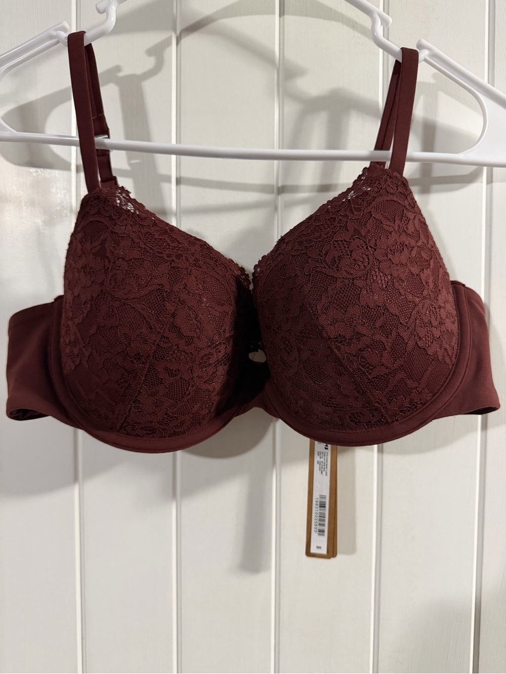 SKIMS Fits Everybody Lace Push-Up Bra 38B Oxblood